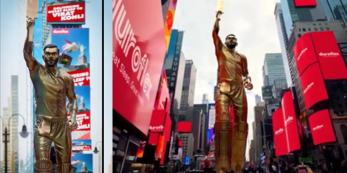 A huge statue of Virat Kohli in America..!  Viral video.-oneindia news