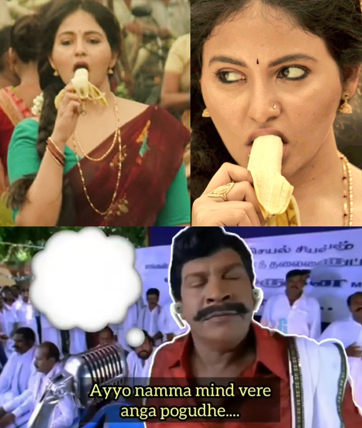 Our mind goes somewhere else.. Anjali eating fruit in public.. Netizens participating..!-oneindia news