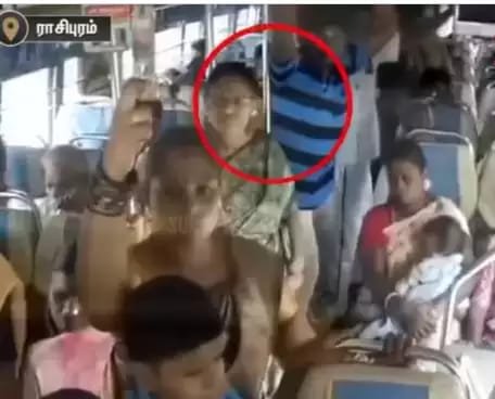 A woman who fell from a bus near Rasipuram was seriously injured!-oneindia news